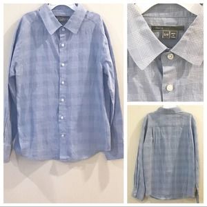 Vince Striped Button Down Shirt Blue Boys Small